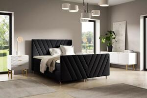 Kontinentální postel 120x220 ANAMARI PLUS - černá + topper ZDARMA