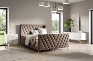 Kontinentální postel 120x220 ANAMARI PLUS - hnědá + topper ZDARMA