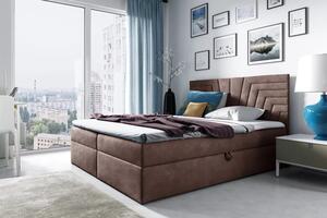 Čalouněná postel s prošívaným čelem SUSANA - 120x220, hnědá 2 + topper ZDARMA