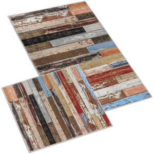 Kvalitex Koupelnová a WC předložka bez výkroje Dřevěná podlaha 3D SADA 60 x 100 cm + 60 x 50 cm