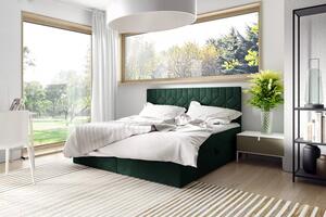 Postel boxspring s prošívaným čelem ISAR - 200x220, zelená + topper ZDARMA