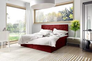 Postel boxspring s prošívaným čelem ISAR - 120x220, červená + topper ZDARMA