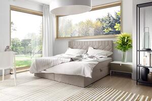Postel boxspring s prošívaným čelem ISAR - 120x220, béžová + topper ZDARMA