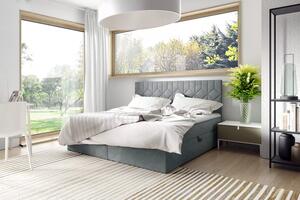 Postel boxspring s prošívaným čelem ISAR - 140x220, šedá + topper ZDARMA