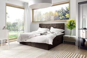 Postel boxspring s prošívaným čelem ISAR - 120x220, hnědá 1 + topper ZDARMA