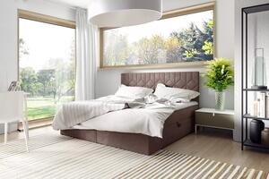 Postel boxspring s prošívaným čelem ISAR - 160x220, hnědá 2 + topper ZDARMA