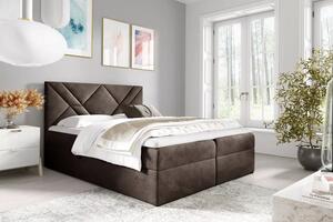 Boxspringová postel ASKOT - 120x220, hnědá 1 + topper ZDARMA