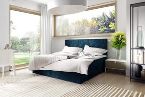Postel boxspring s prošívaným čelem ISAR - 120x220, modrá + topper ZDARMA