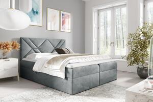 Boxspringová postel ASKOT - 120x220, šedá + topper ZDARMA