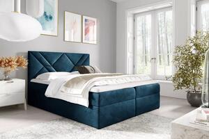 Boxspringová postel ASKOT - 120x220, modrá + topper ZDARMA
