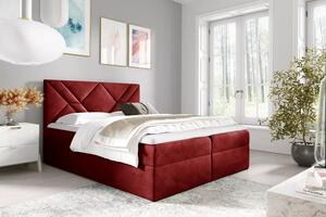 Boxspringová postel ASKOT - 120x220, červená + topper ZDARMA