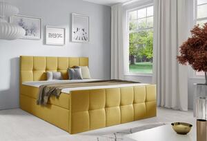Jednolůžková postel CHLOE - 120x220, žlutá + topper ZDARMA