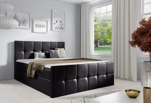 Jednolůžková postel CHLOE - 120x220, černá eko kůže + topper ZDARMA