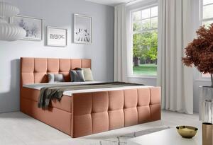 Manželská postel CHLOE - 200x220, lososová + topper ZDARMA