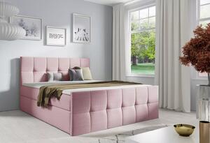 Jednolůžková postel CHLOE - 120x220, růžová + topper ZDARMA