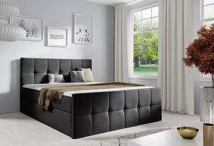 Manželská postel CHLOE - 140x220, černá + topper ZDARMA