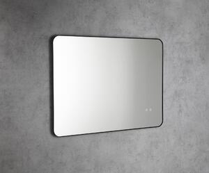 Sapho, SHARON LED podsvícené zrcadlo Ø 80cm s policí, černá mat, 31255CI-01