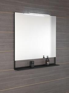 Sapho, ERUPTA zrcadlo s poličkou a LED osvětlením 80x80x12cm, černá mat