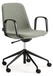 AJ Produkty Židle LANGLEY, nízké opěradlo, s kolečky a područkami, černá/zelenošedá