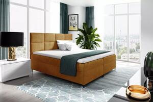 Postel boxspring s úložným prostorem BRIGITA - 120x220, žlutá + topper ZDARMA