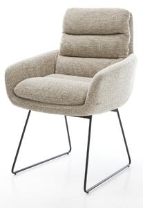 DELIFE Jídelní židle Abelia-Flex s područkami látka Měkký béžová tenká podnož černá