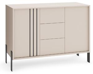 MargaretHadas24 Komoda Natan s kovovými nohami 120/87/40 cm, příborník, obývací skříň, 3 zásuvky, obývací skříň, komoda, kašmír