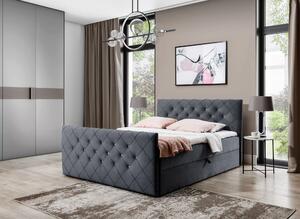 Boxspringová postel LENKA - 120x220, šedá + topper ZDARMA