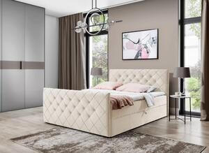 Boxspringová postel LENKA - 120x220, smetanová + topper ZDARMA