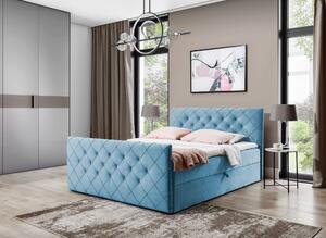 Boxspringová postel LENKA - 120x220, světle modrá + topper ZDARMA