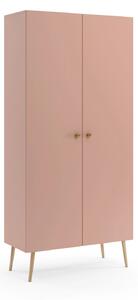 Policová skříň 87 cm NILSA - růžová / hnědá