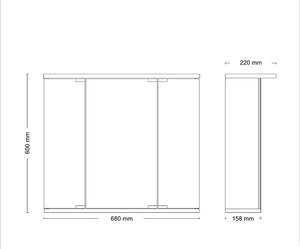 Jokey MDF skříňky FUNA LED Zrcadlová skříňka (galerka) - bílá - š. 68 cm, v. 60 cm, hl. 22 cm 111913320-0110