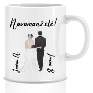 Personalizovaný klasický bílý hrníček s novomanželským párem