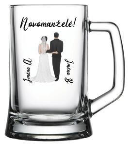 Personalizovaná pivní sklenice s novomanželským párem