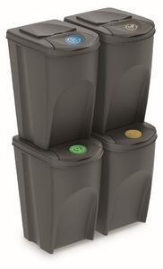 Prosperplast Sada 4 odpadkových košů Soorti na tříděný odpad 4 x 35 l šedá