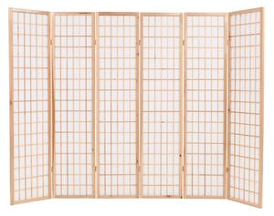 Skládací 6dílný paraván v japonském stylu 240 x 170 cm přírodní