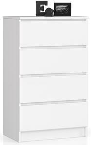 Ak furniture Komoda Kuba 60 cm - 4 šuplíky bílá