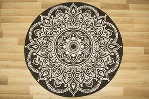 Šňůrkový oboustranný koberec Brussels 205333/10110 antracitový / krémový kruh