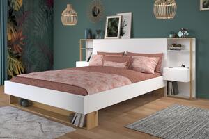 Manželská postel s úložným prostorem Stamp white simple