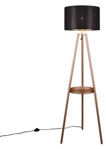Trio R41561065 stojací lampa Colette 1x60W | E27 | IP20 - nožní spínač, látkové stínidlo, černá-zlatá/kávová