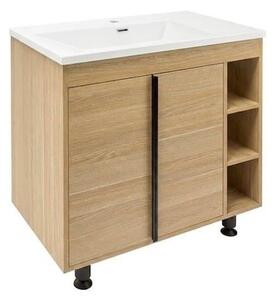 Koupelnová skříňka s matným bílým umyvadlem Naturel Lucca 79x70x45 cm dub mat LUCCA80DU3AM
