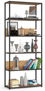Ak furniture Knihovna Loft s kovovým rámem 80 cm černá/dub craft