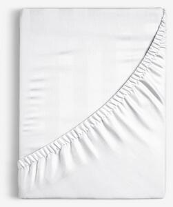 Goldea damaškové napínací prostěradlo - bílé proužky se saténovým leskem 80 x 160 cm