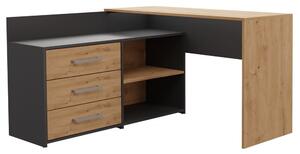 TP Living Rohový psací stůl levý + komoda DANY antracit/dub artisan