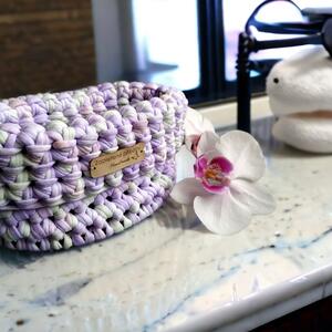 Oválný háčkovaný košíček / studené barvy Název: Lilac