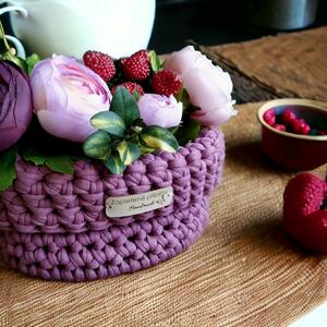Oválný háčkovaný košíček / studené barvy Název: Lilac