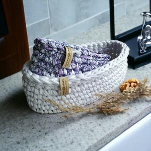 Set háčkovaných košíků / studené barvy Název: White Amethyst