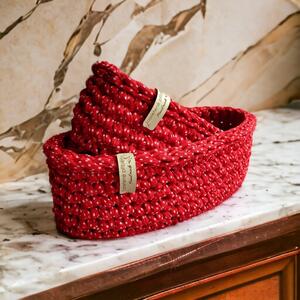 Set háčkovaných košíků / teplé barvy Název: Red Poppy