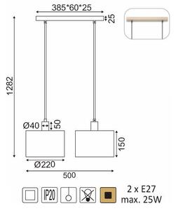 ACA DECOR Závěsné svítidlo CHIOS max. 2x25W/E27/230V/IP20