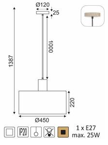 ACA DECOR Závěsné svítidlo CHIOS max. 25W/E27/230V/IP20