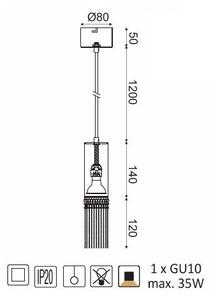 ACA DECOR Závěsné svítidlo DOHA max. 35W/GU10/230V/IP20, 14 cm
